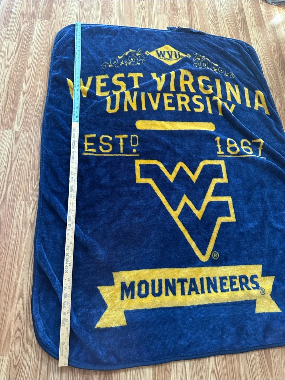 West Virginia Mountaineers Navy and Gold Plush Throw Blanket